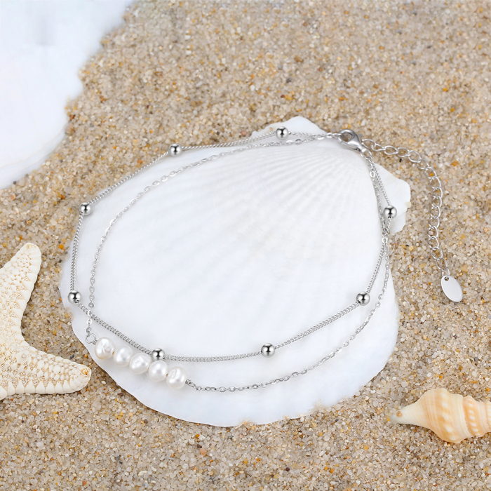Bratara de glezna Fabiana din argint rodiat cu perle de cultură – eleganță și delicatețe [3]