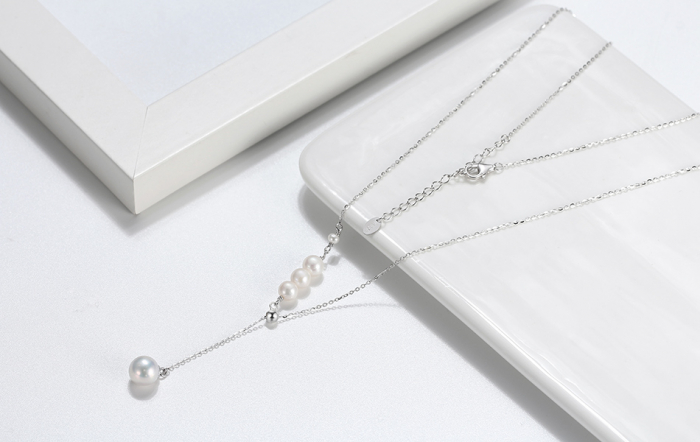 Colier Nala Drop din argint rodiat cu perle de cultură – elegant si simplu [2]
