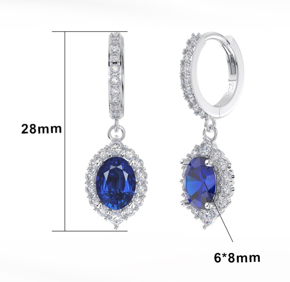 Cercei eleganți din argint 925 rodiat cu safir de sinteză [3]