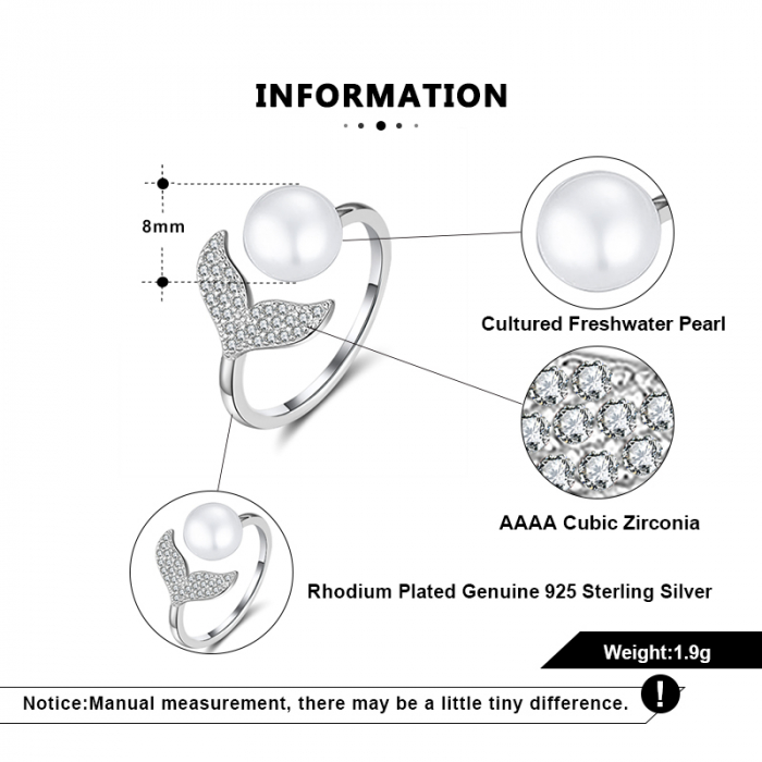 Inel Sirene reglabil din argint rodiat cu perla de cultură [5]