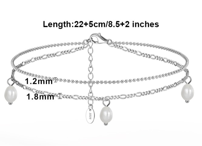 Bratara de glezna Tory din argint rodiat cu perle de cultură – eleganță și delicatețe [3]