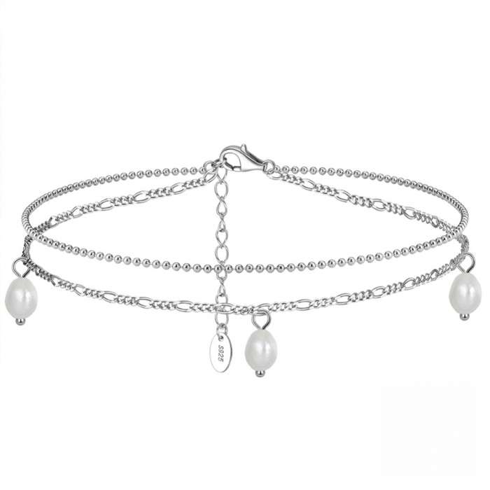 Bratara de glezna Tory din argint rodiat cu perle de cultură – eleganță și delicatețe [2]