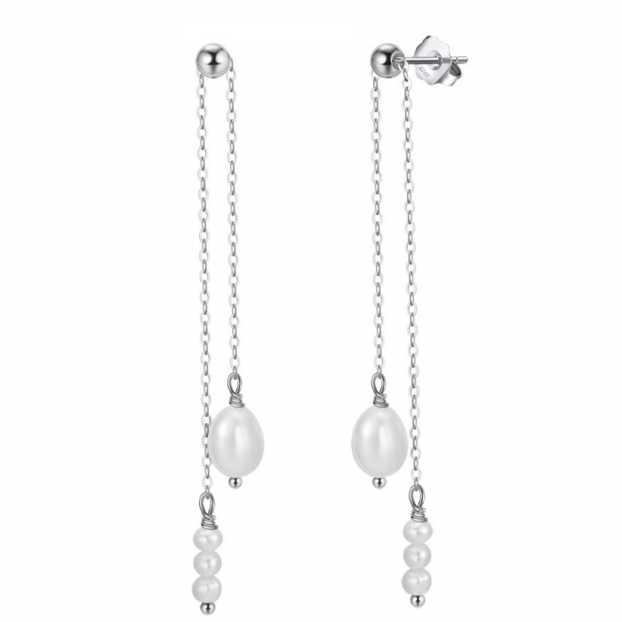 Cercei lungi din argint rodiat cu perle de cultura [1]