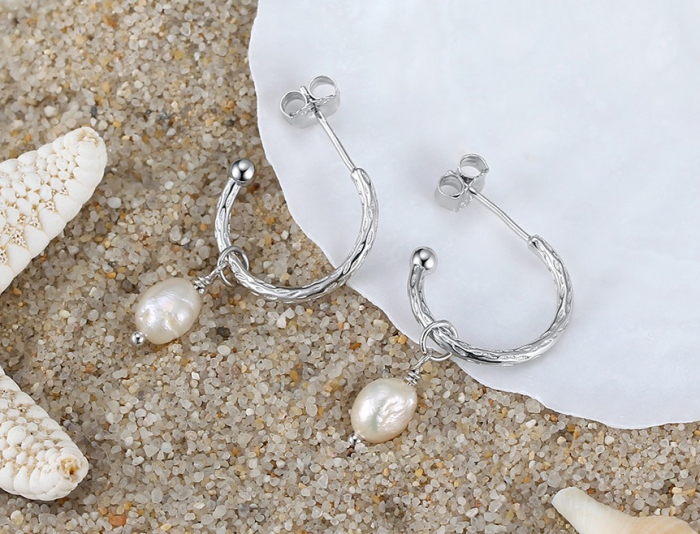 Cercei Daphne din argint rodiat cu perlă de cultură – eleganță în mișcare [2]