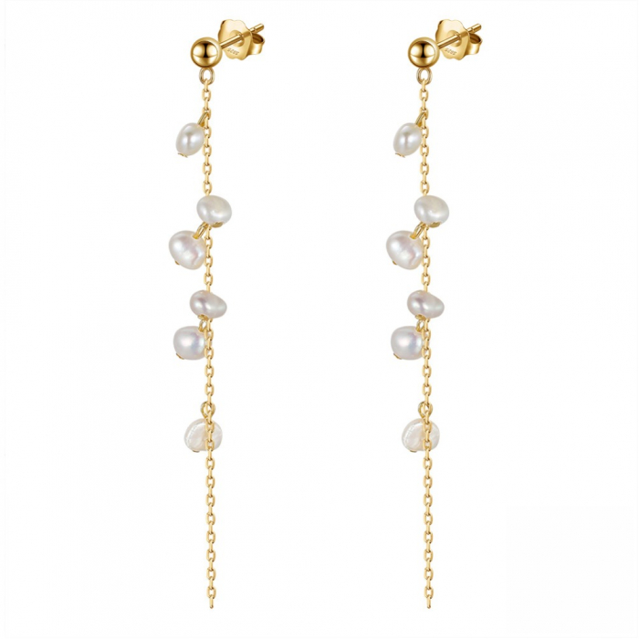 Cercei Gold Cascade din argint placat cu aur și perle de cultură – un accent jucăuș de eleganț [1]