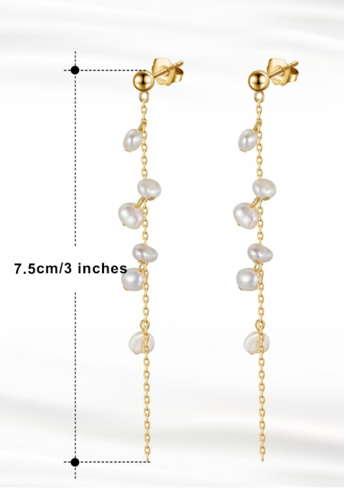 Cercei Gold Cascade din argint placat cu aur și perle de cultură – un accent jucăuș de eleganț [2]