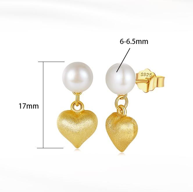 Cercei Heartbeat din argint placat cu aur 14 Karate și perlă de cultură [2]