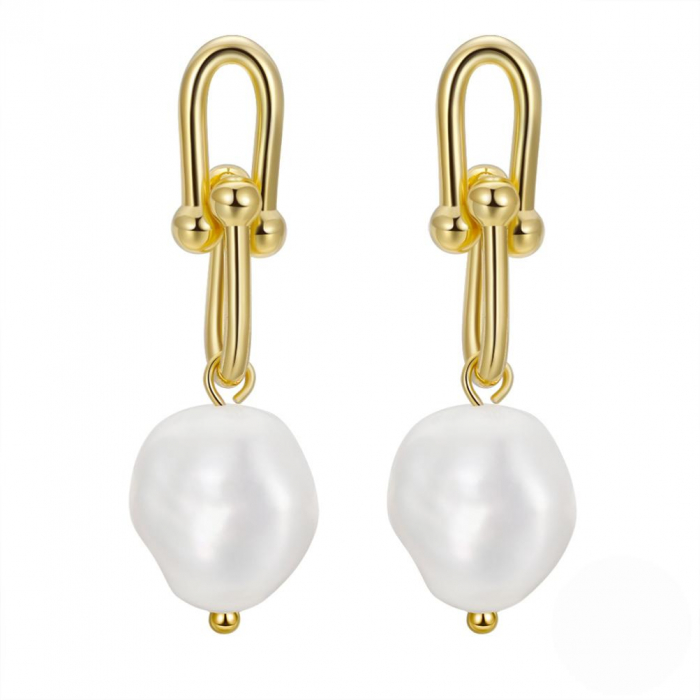 Cercei Link din argint placat cu aur 14k și perle de cultură [1]
