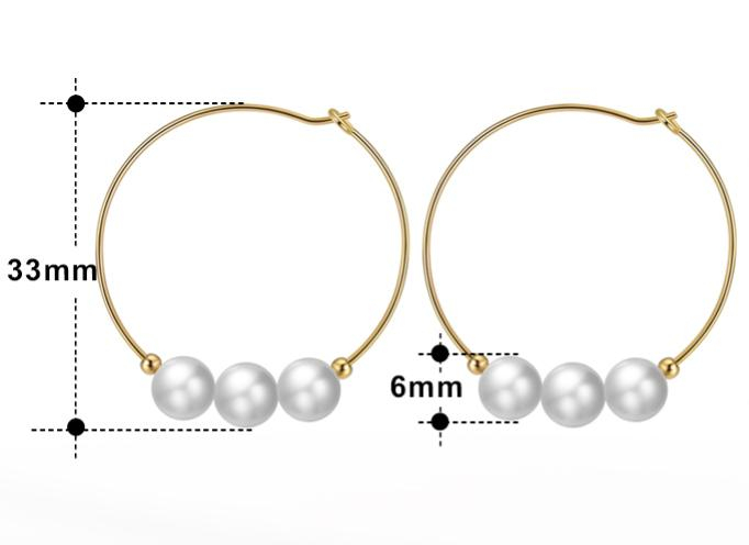 Cercei cercuri mari din argint placat cu aur 14k și perle de cultură – design elegant [4]