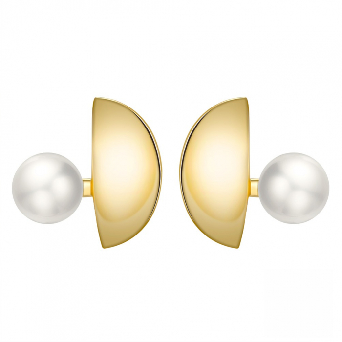 Cercei Luce din argint placat cu aur de 14K și perlă de cultură – moderni și rafinati [1]