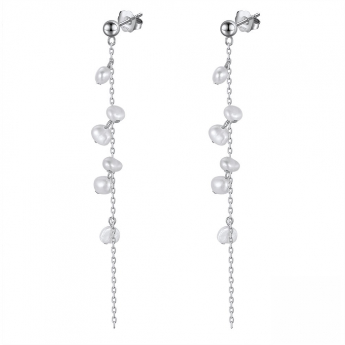 Cercei Silver Cascade din argint placat cu rodiu și perle de cultură – un accent jucăuș de eleganț [1]