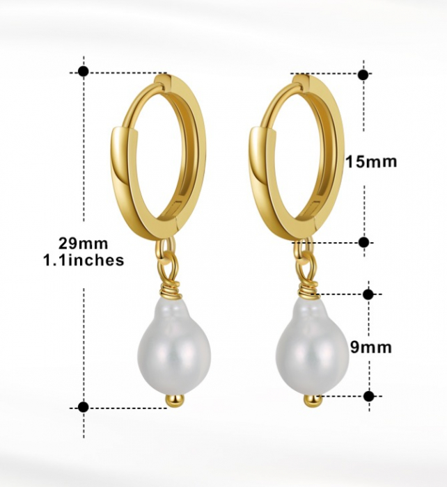 Cercei Teardrop argint aurit si perla de cultura [4]