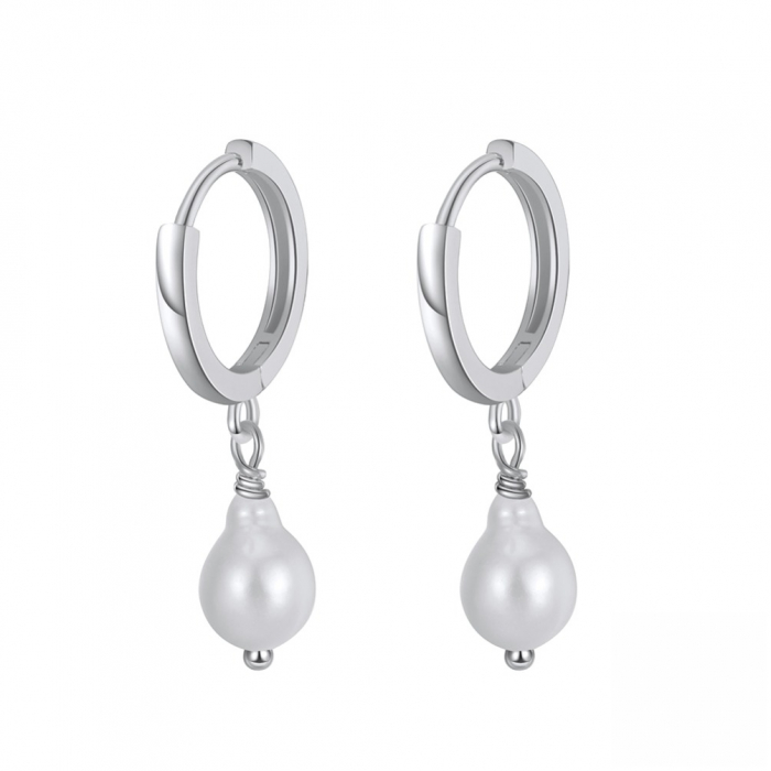 Cercei Teardrop argint rodiat si perla de cultura [1]