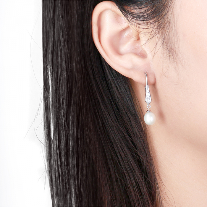 Cercei Zaphyre din argint rodiat cu zirconii și perlă de cultură [2]