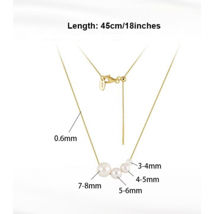 Colier Crescendo argint aurit cu perle de cultura - lungime ajustabila [5]