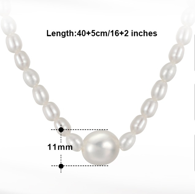 Colier cu perle de cultura bob de orez si perla centrala [5]