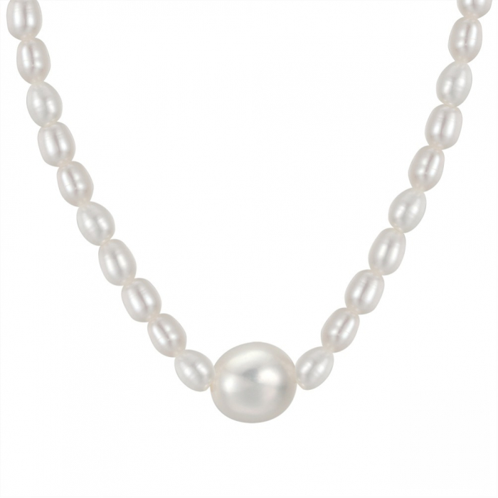 Colier cu perle de cultura bob de orez si perla centrala [1]