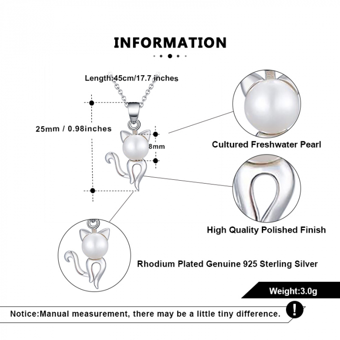 Colier din argint rodiat cu pandantiv în formă de pisică și perlă de cultură – perfect pentru iubitoarele de pisici [6]