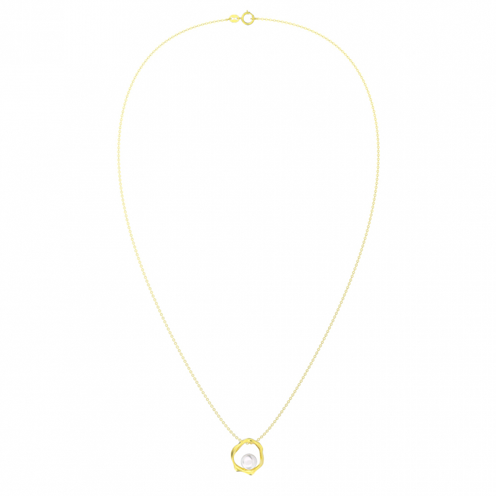 Colier Lotus din argint aurit si perle de cultura - minimalist si elegant [4]