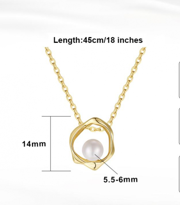 Colier Lotus din argint aurit si perle de cultura - minimalist si elegant [5]