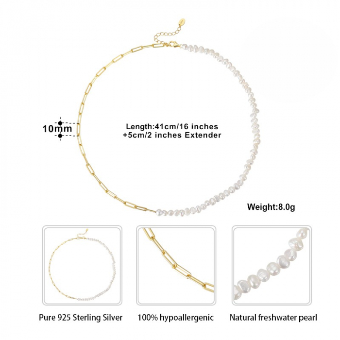 Colier Teen Gold din argint placat cu aur de 14K și perle de cultură – modern și fresh [2]