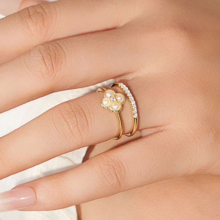 Inel din argint placat cu aur 14K cu perle de cultură [2]