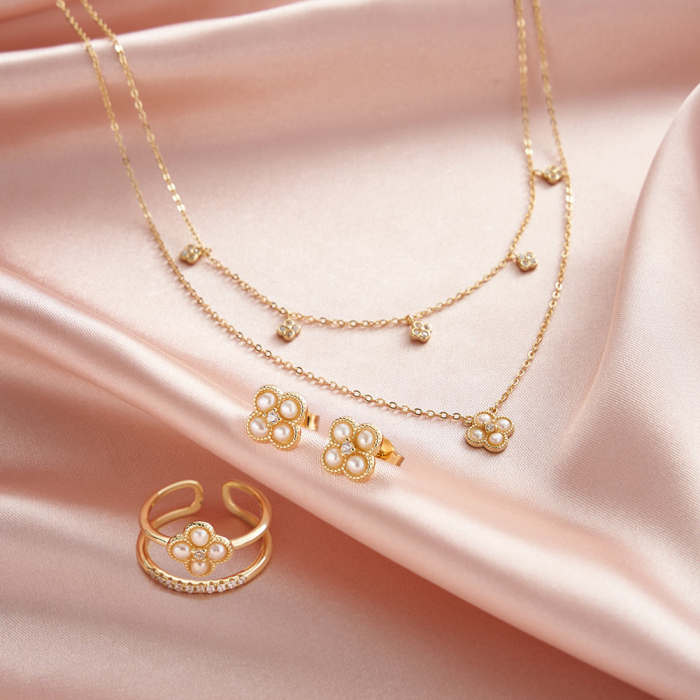 Inel din argint placat cu aur 14K cu perle de cultură [6]