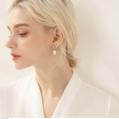 Cercei Poline argint 925 aurit cu perla naturala de cultura [3]