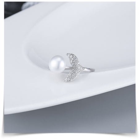 Inel Sirene reglabil din argint rodiat cu perla de cultură [2]