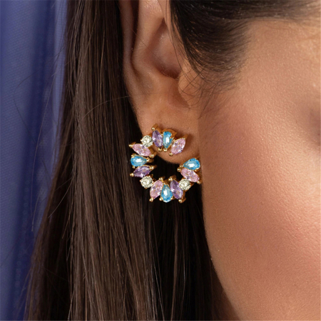 Cercei din argint 925 aurit cu zirconii colorate [2]