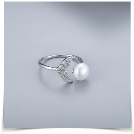 Inel Sirene reglabil din argint rodiat cu perla de cultură [3]