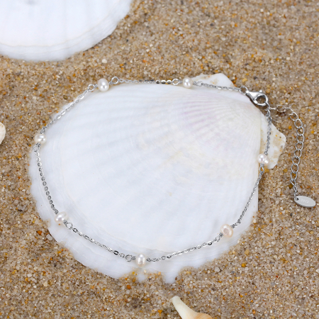 Brățara de gleznă Fay din argint rodiat cu perle de cultură [1]