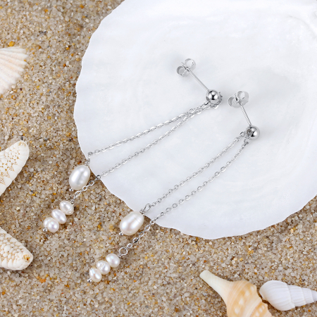 Cercei lungi din argint rodiat cu perle de cultura [1]