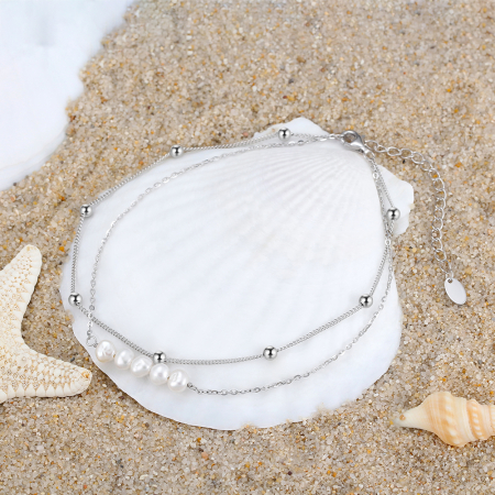 Bratara de glezna Fabiana din argint rodiat cu perle de cultură – eleganță și delicatețe [2]