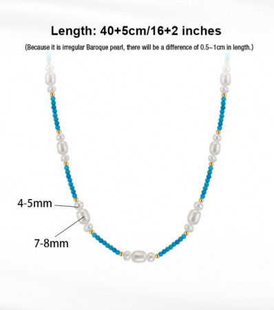 Colier cu perle baroc naturale de cultură, turcoaze și argint placat cu aur [4]