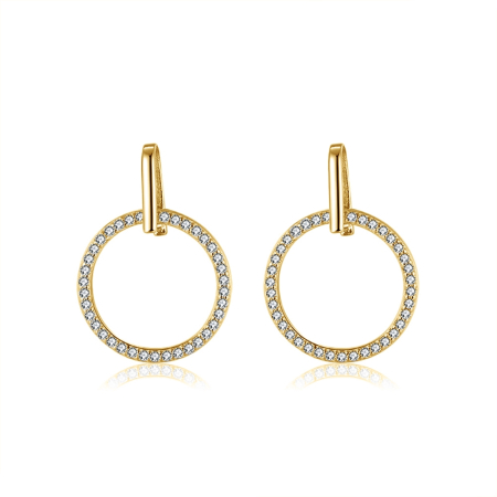 Cercei - Cercei rotunzi din argint placat cu aur 14K și zirconii – design minimalist elegant