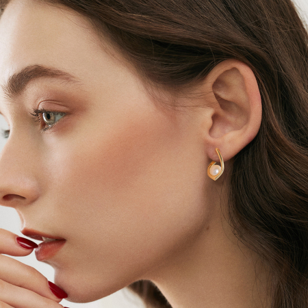 Cercei Dory argint 925 aurit si perle naturale de cultura [2]