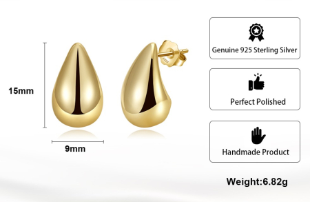 Cercei Lacrima din argint 925 placat cu aur 14K [1]