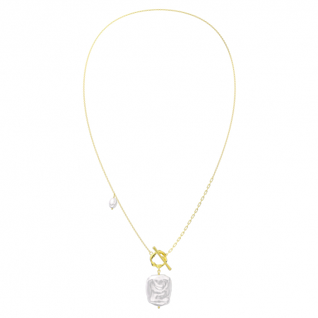 Coliere - Colier Agahta din argint aurit cu perla baroc - eleganta clasica