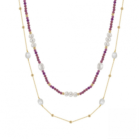 Coliere - Colier elegant cu perle naturale de cultură și argint placat cu aur 14K