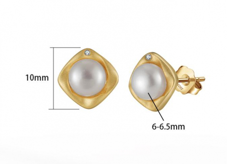 Cercei Adaline din argint placat cu aur 14k, perle de cultură si zirconiu [4]