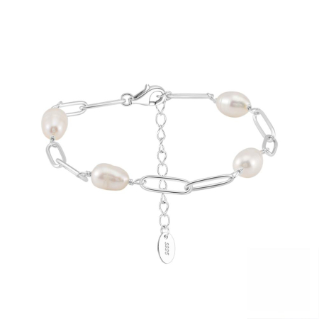 Brățări - Brățară argint 925 rodiat cu perle naturale 16.5 cm +5 extensie