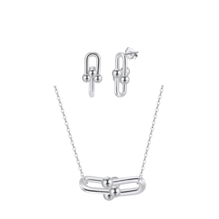 Set din argint rodiat model Link cu colier și cercei