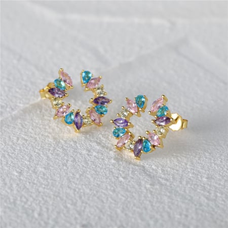 Cercei - Cercei din argint 925 aurit cu zirconii colorate