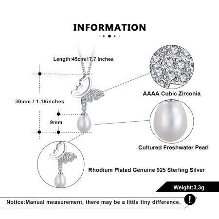 Colier Fluture din argint 925 rodiat cu zirconii și perlă – eleganță jucăușă și versatilă [5]