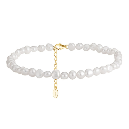 Brățară Gleznă Argint 925 Aurit cu Perle Naturale 22.5+5 cm Waterslide [1]