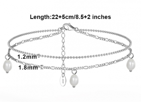 Bratara de glezna Tory din argint rodiat cu perle de cultură – eleganță și delicatețe [2]