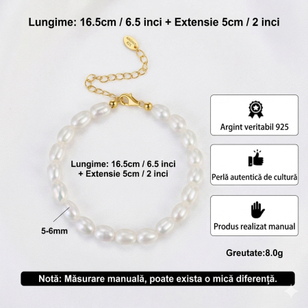 Bratara argint cu lant paperclip si perle de cultura [3]