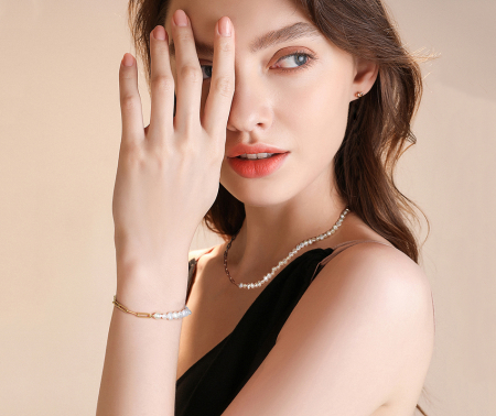 Set bratara si colier din argint cu perle naturale [3]