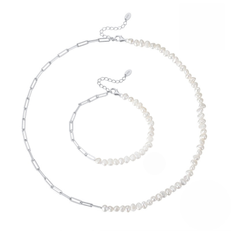 Seturi - Set bratara si colier din argint cu perle naturale
